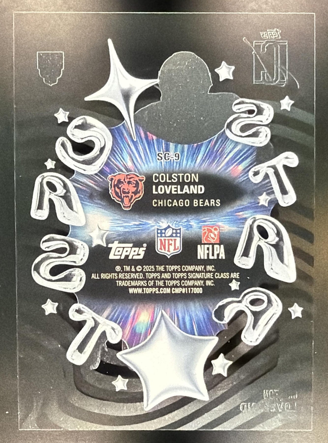 2025 Topps Signature Class Colston Loveland #SC-9 Star Cast SP RC Bears — back