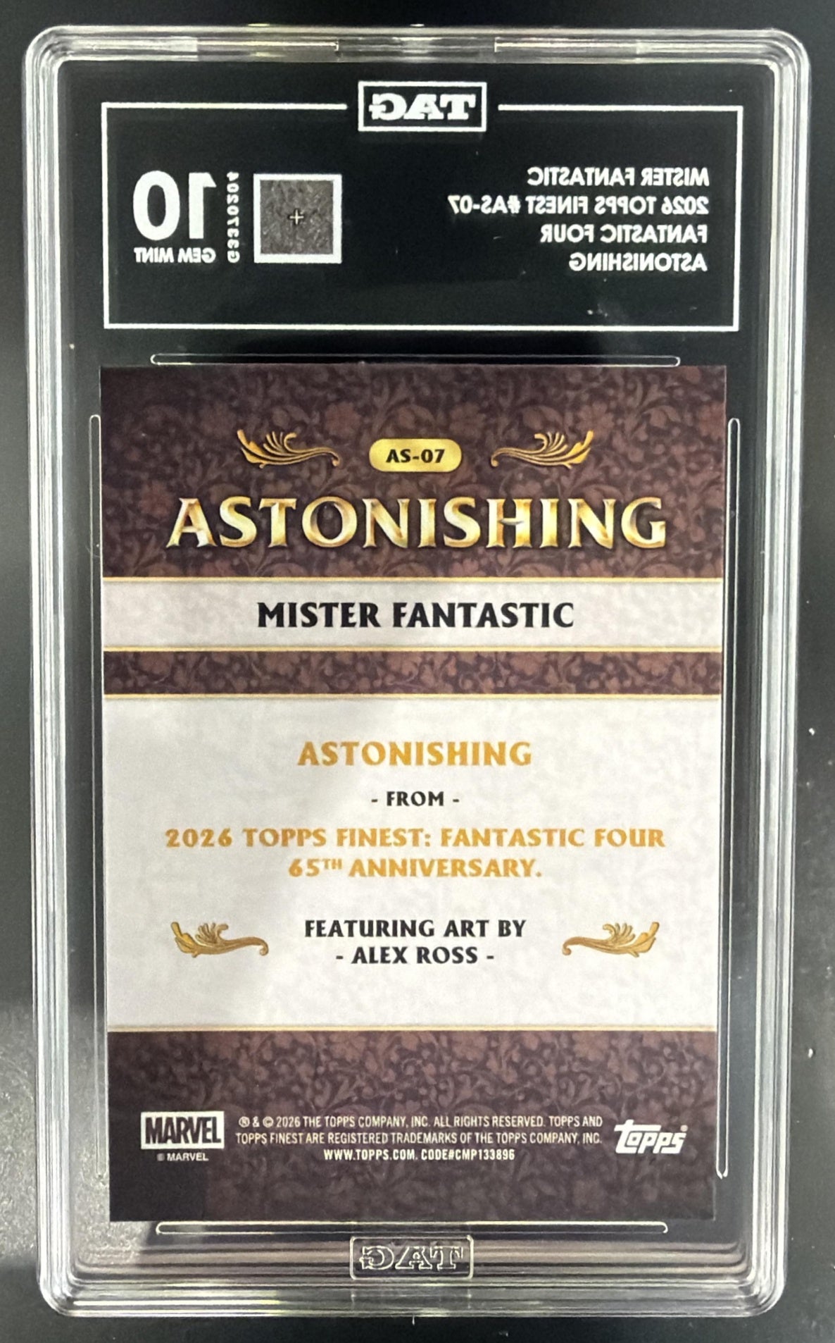 2026 Topps Marvel Finest The Fantastic Four 65th Ann. Mister Astonishing TAG 10 — back