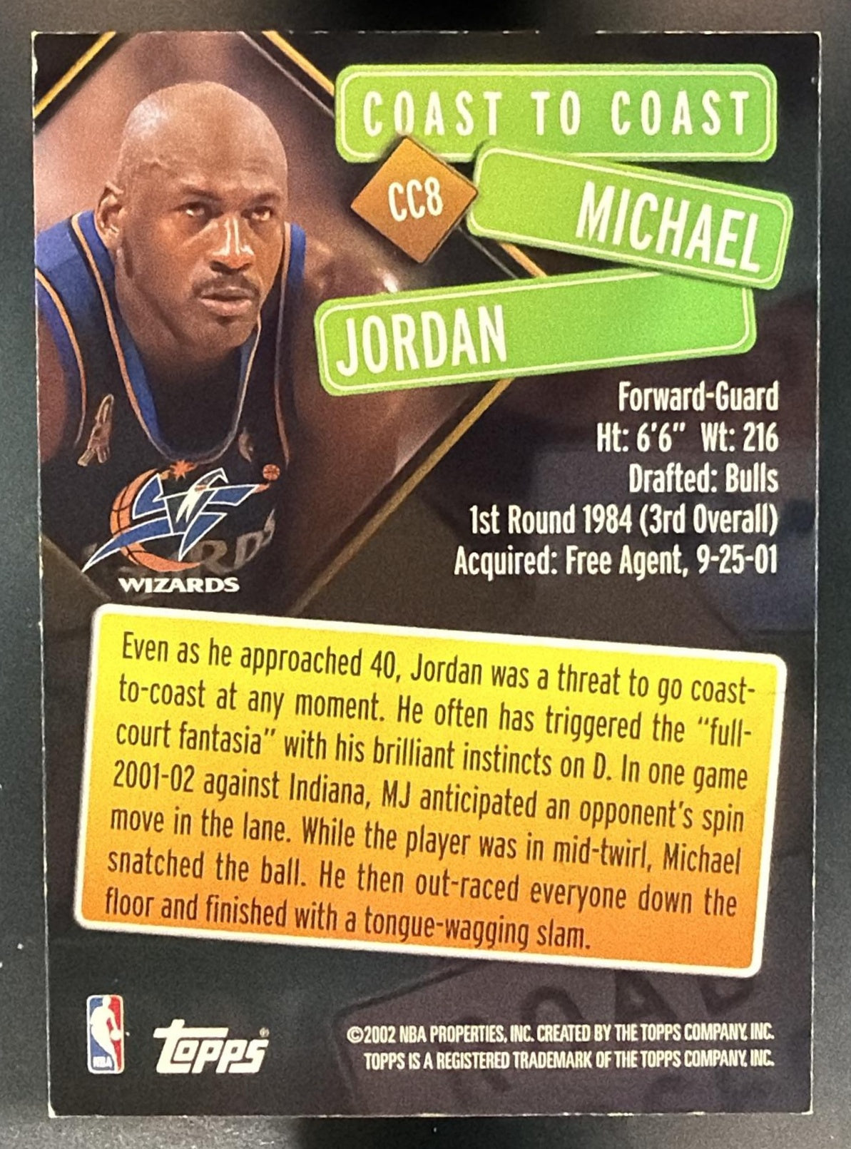 2002-03 Topps Michael Jordan #CC8 Coast to Wizards — back