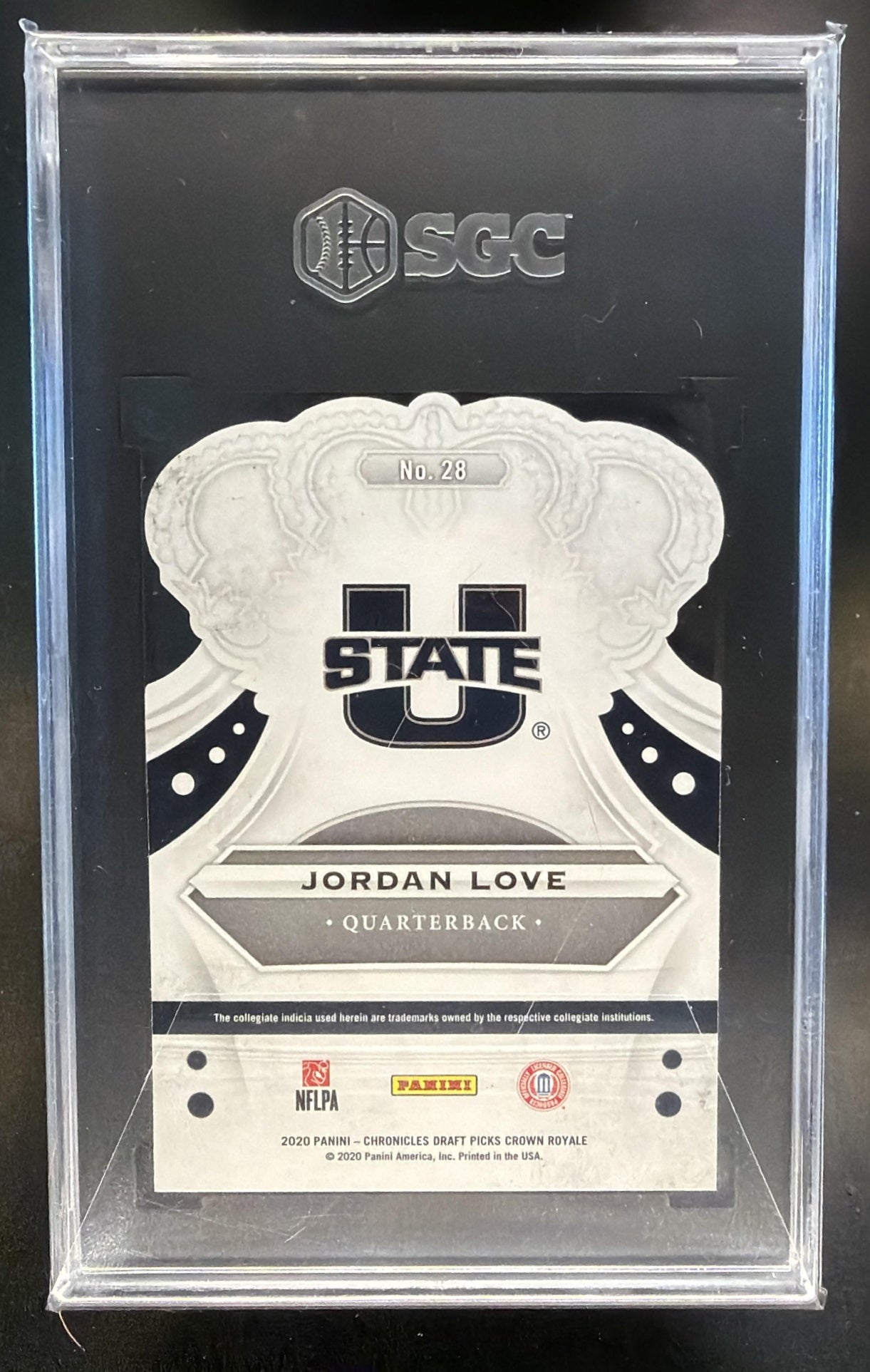 2020 Panini Chronicles Draft Picks Jordan Love #28 Crown Royale RC SGC 9.5 — back