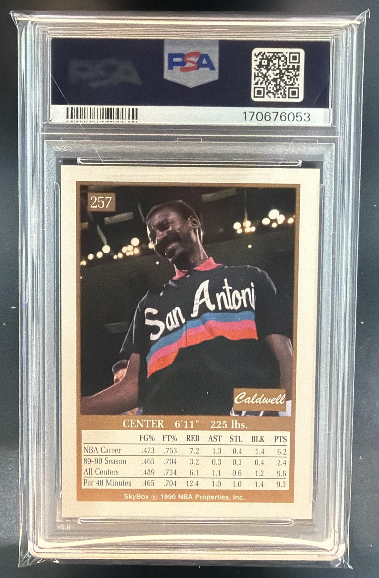 1990-91 Skybox Caldwell Jones #257 Spurs PSA 9 — back