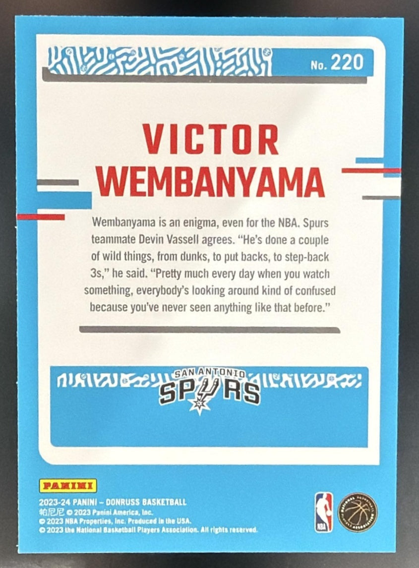 2023-24 Panini Donruss Victor Wembanyama #220 RC Rated Rookie Spurs — back
