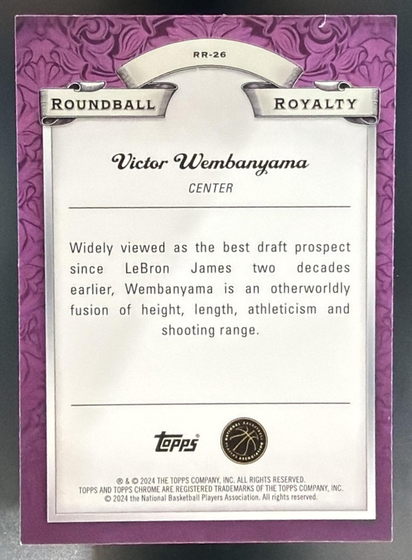 2023-24 Topps Chrome Victor Wembanyama #RR-26 Roundball Royalty RC Spurs — back