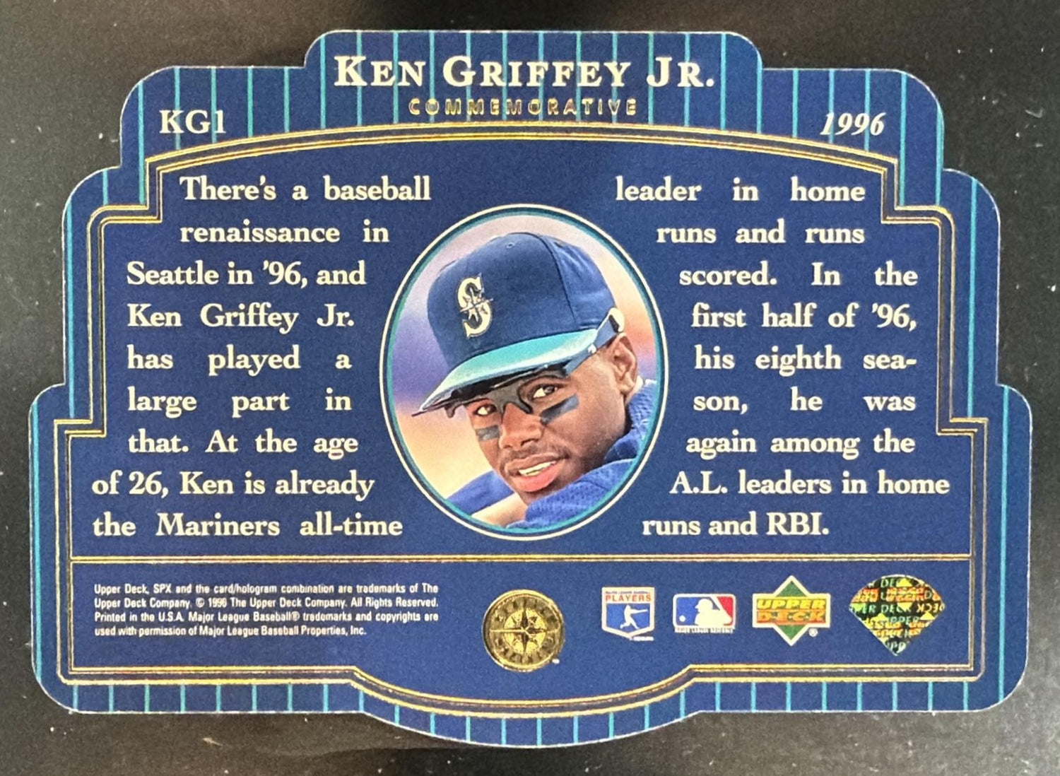 1996 SPx Ken Griffey Jr. Comm. #KG1 Inserts Mariners — back