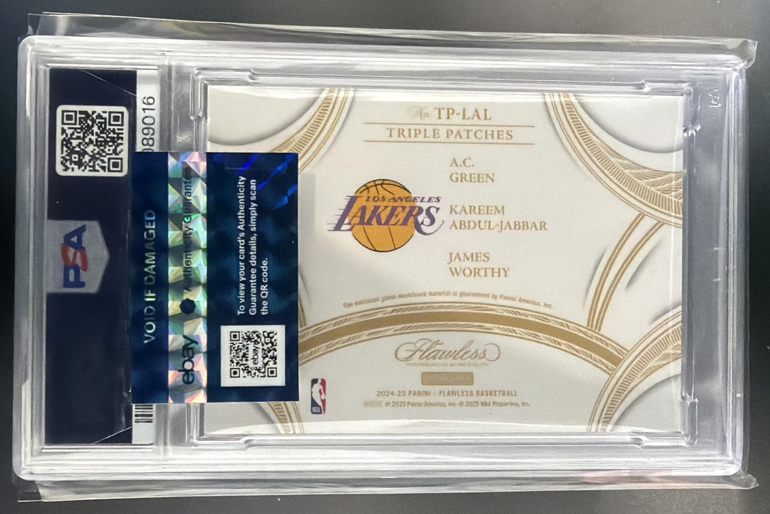 2024 Flawless Green Worthy Kareem Abdul-Jabbar Triple Patches Ruby /15 MEM PSA 9 — back