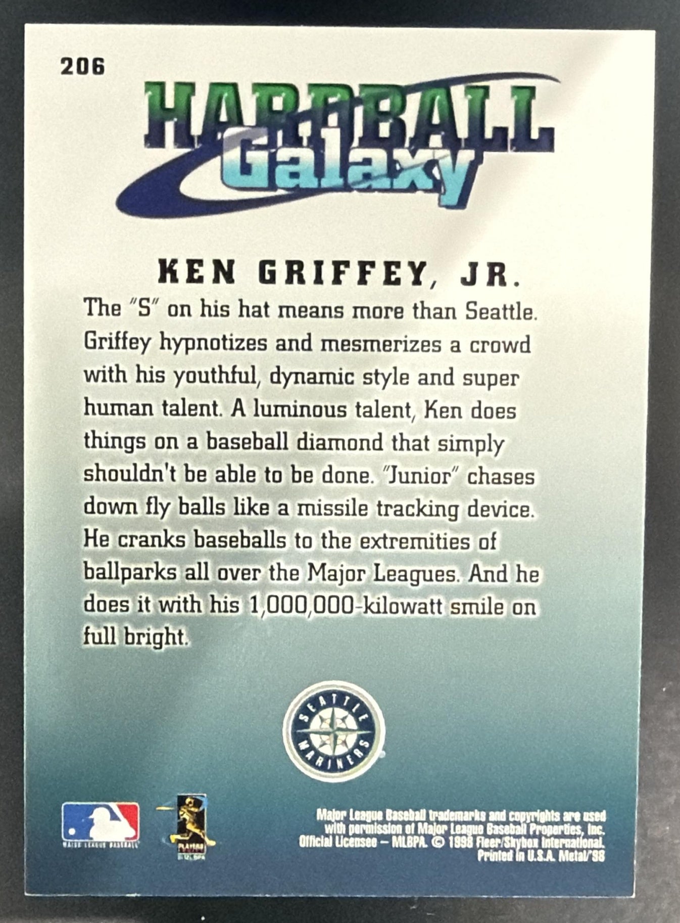 1998 Fleer Metal Universe Ken Griffey Jr. #206 Mariners — back