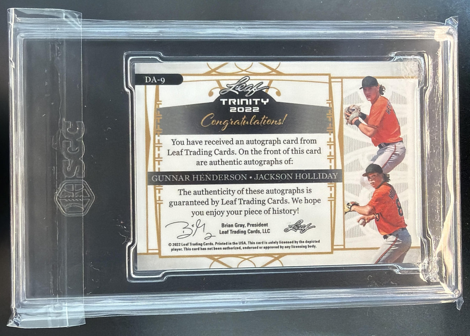 2022 Leaf Trinity Gunnar Henderson Jackson Holliday Dual Auto Foil Silver /49 — back