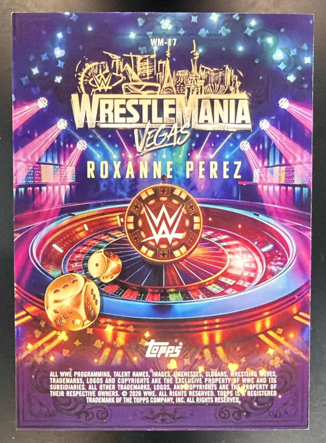 2026 Topps WWE WrestleMania Vegas Roxanne Perez #WM-17 Gold /50 — back