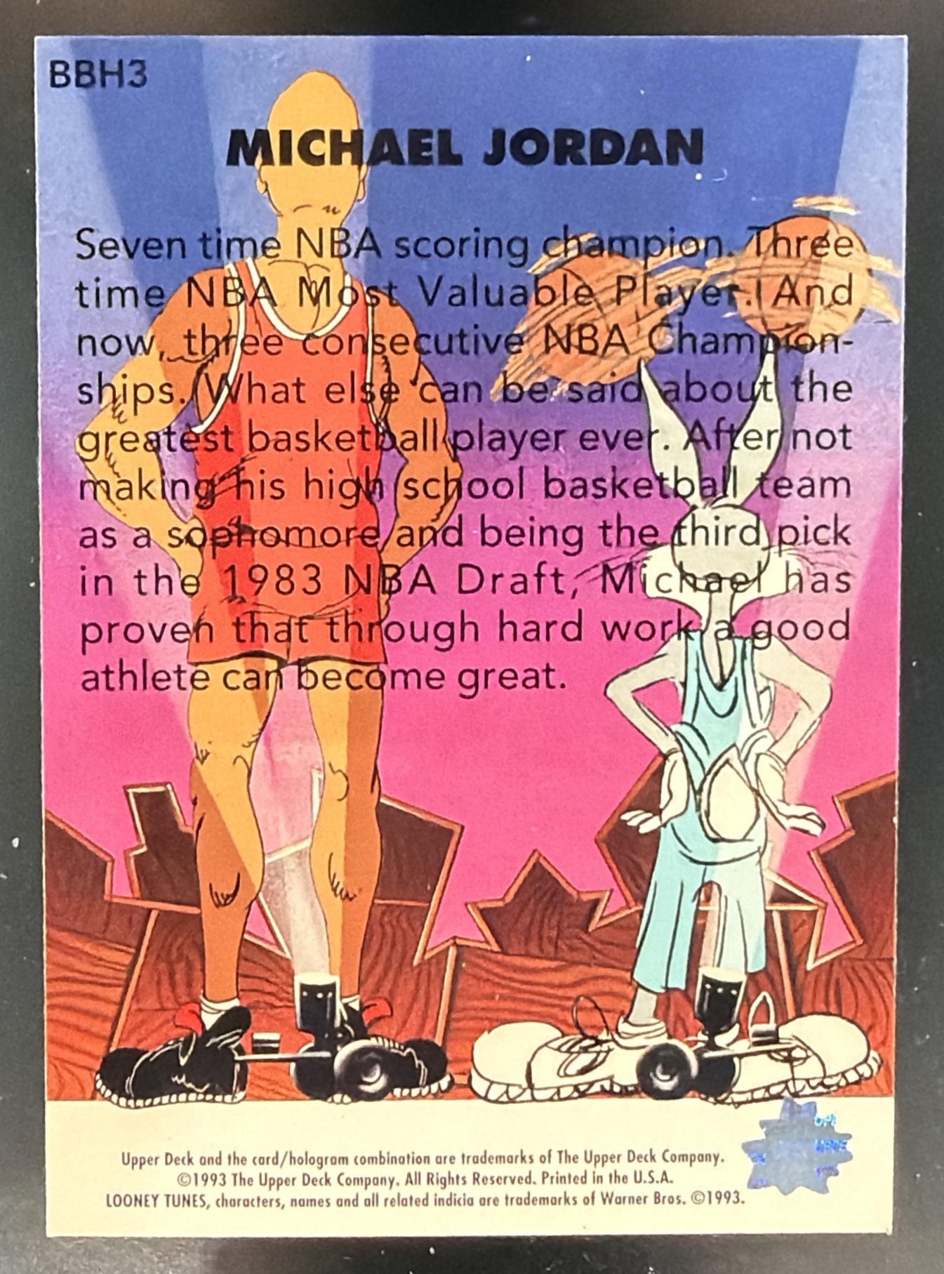 1993 Upper Deck Adventures in Toon World Michael Jordan #BBH3 Bugs Bunny Hare Os — back