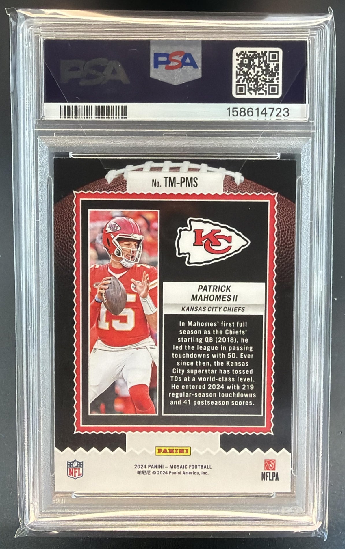 2024 Panini Mosaic Patrick Mahomes II #TM-PMS Touchdown Masters Chiefs PSA 10 — back