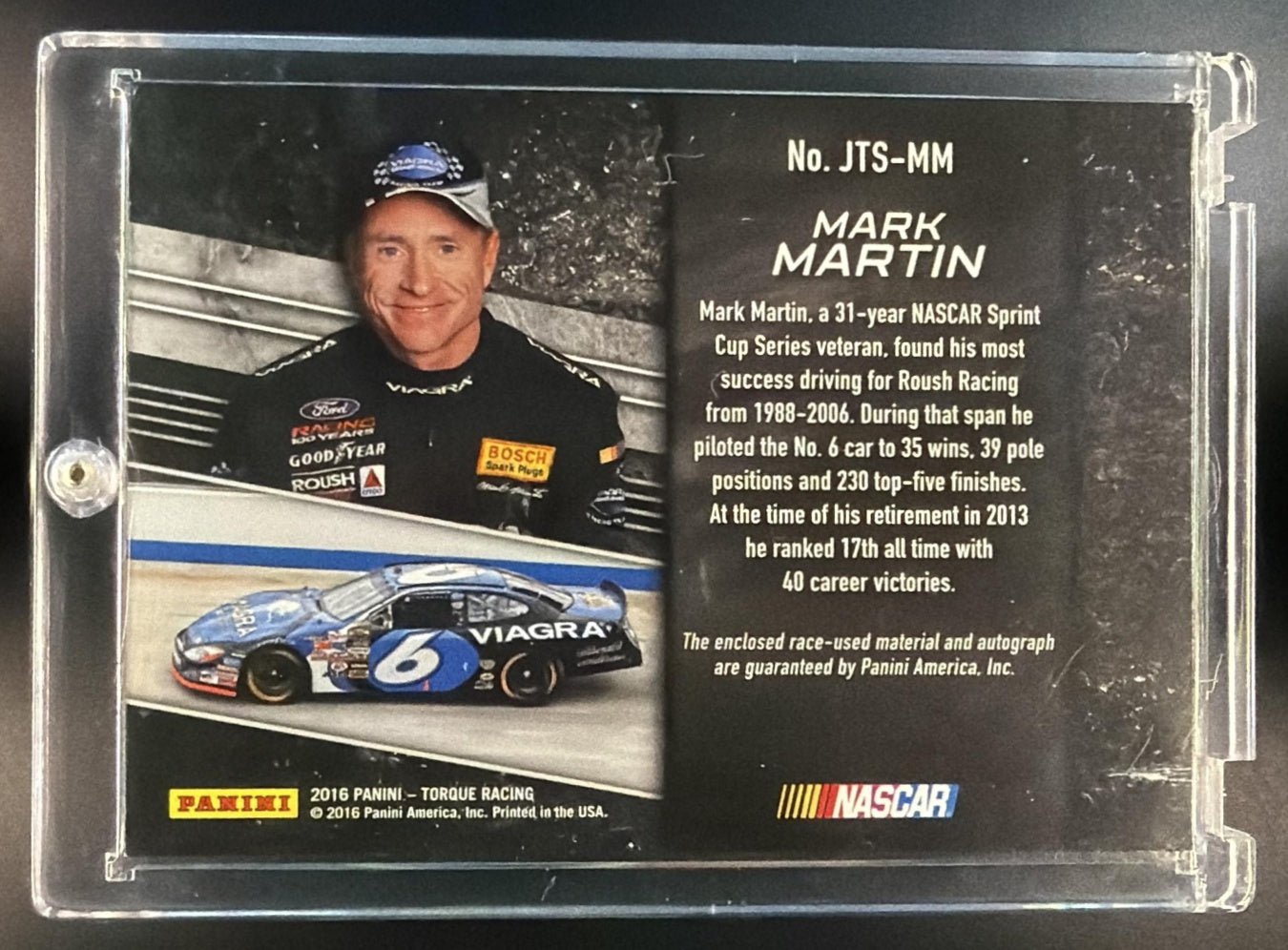 2016 Panini Torque Mark Martin #JTS-MM Jumbo Tire Signatures /40 Auto