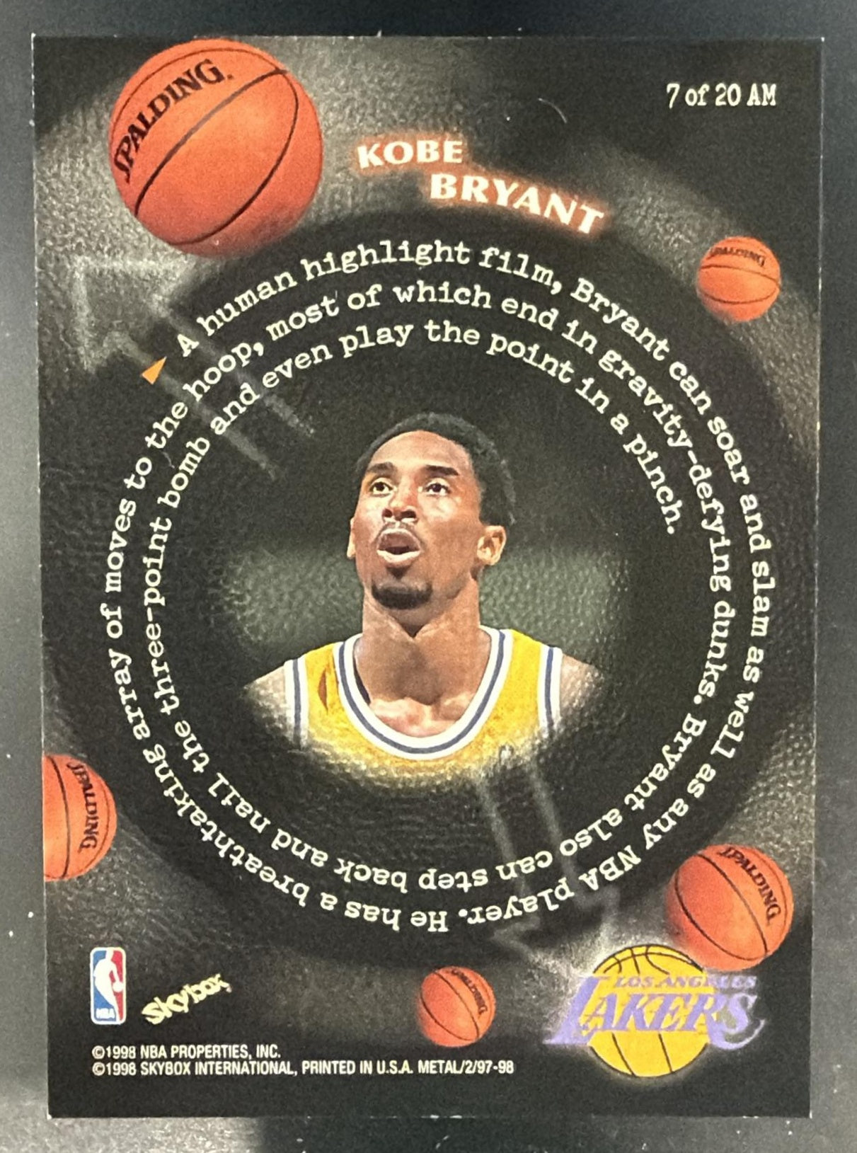 1997-98 Skybox Metal Universe Championship Kobe Bryant #7AM All Millenium Lakers — back