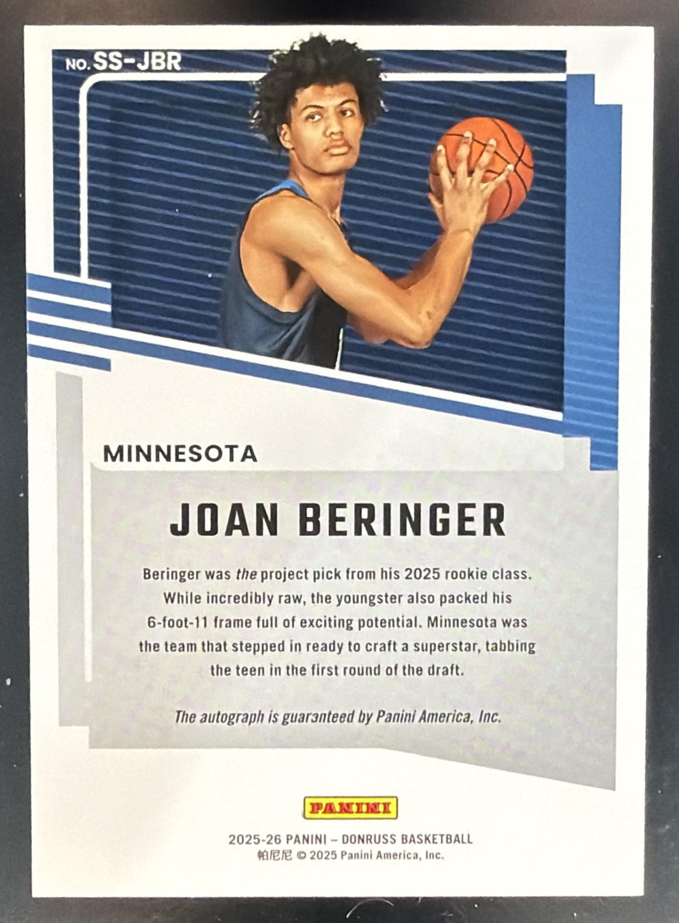 2025 Panini Donruss Joan Beringer #SS-JBR Significant Signatures RC Auto — back