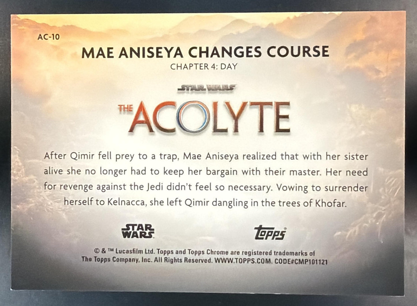 2025 Topps Chrome Star Wars Mae Aniseya Acolyte Mustafar Black Refractor /10 — back