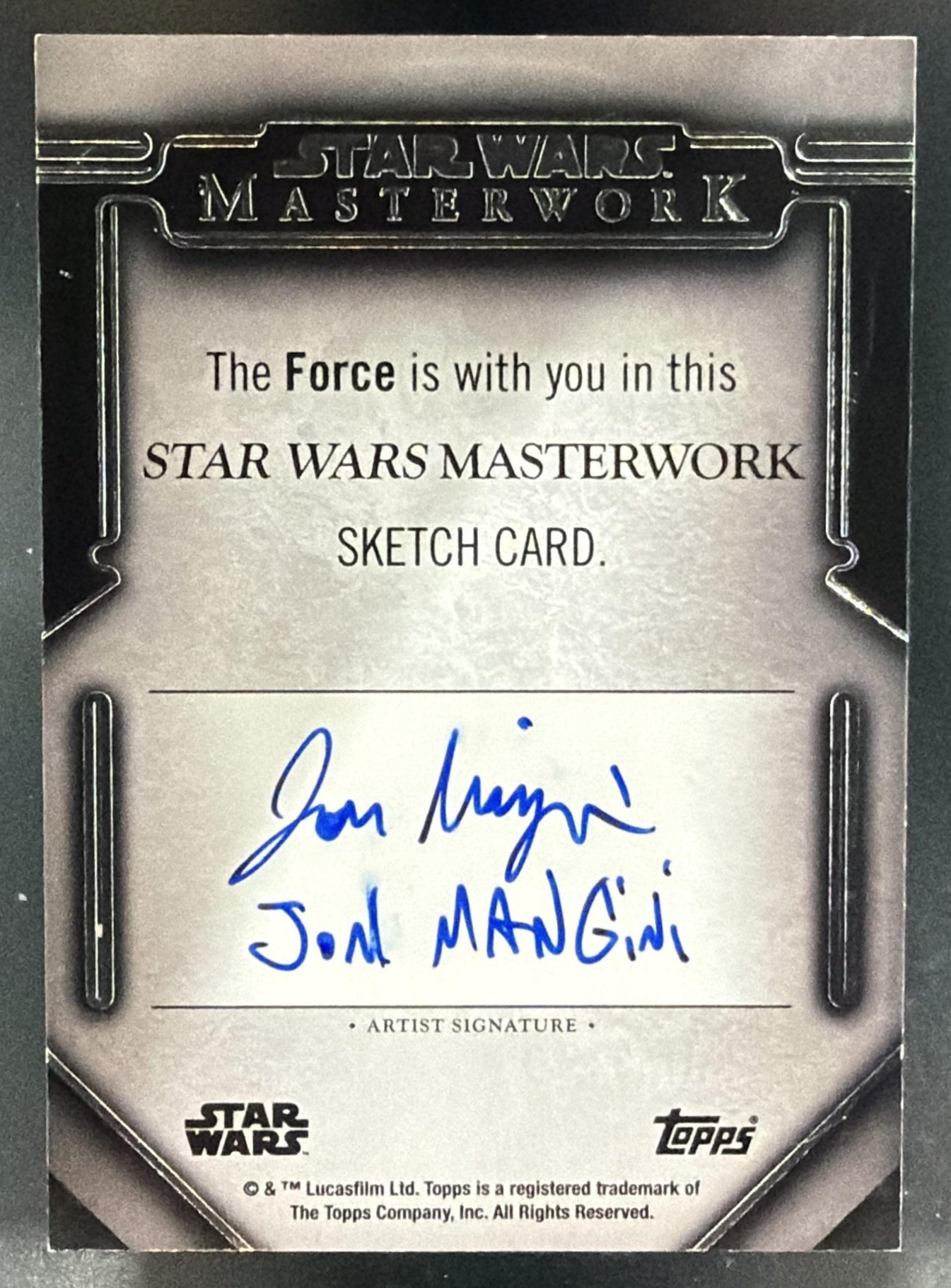 2025 Topps Star Wars Masterwork Jon Mangini # Sketch Card 1/1 Auto — back
