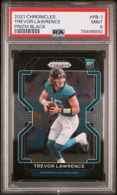 2021 PANINI CHRONICLES PRIZM BLACK #PB-1 TREVOR LAWRENCE PRIZM BLACK PSA 9