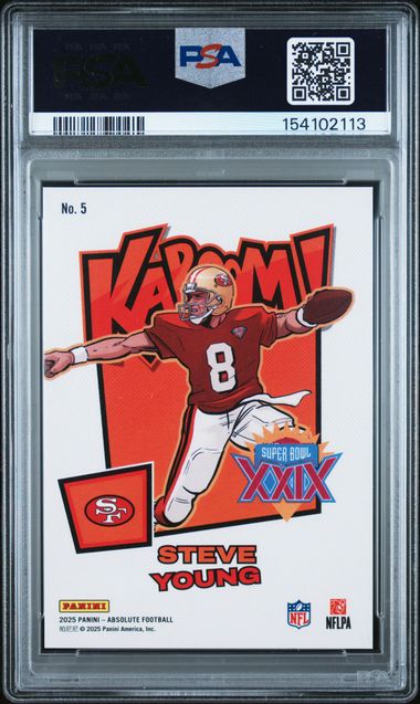 2025 PANINI ABSOLUTE KABOOM! SUPER BOWL HORIZONTAL #5 STEVE YOUNG PSA 9