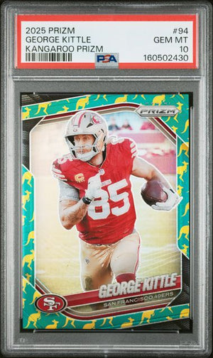2025 PANINI PRIZM #94 GEORGE KITTLE KANGAROO PRIZM PSA 10