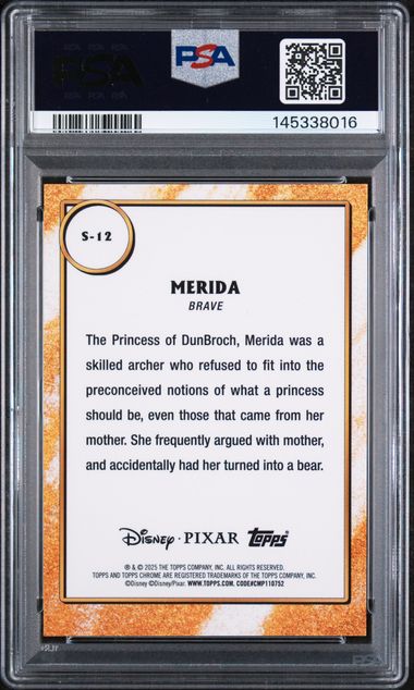 2025 TOPPS DISNEY WONDER SHINY #S-12 MERIDA PSA 9