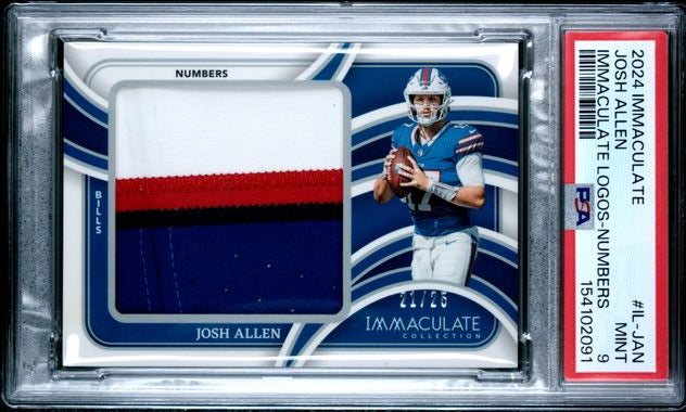 2024 PANINI IMMACULATE COLLECTION LOGOS JOSH ALLEN NUMBERS /25 PSA 9