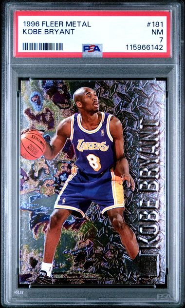 1996 FLEER METAL KOBE BRYANT RC ROOKIE CARD #181 *GRADED PSA NM 7 *LAKERS!