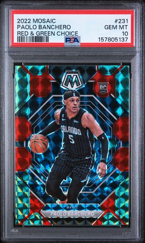 2022 PANINI MOSAIC #231 PAOLO BANCHERO ROOKIE RED & GREEN CHOICE PSA 10