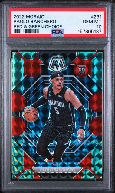 2022 PANINI MOSAIC #231 PAOLO BANCHERO ROOKIE RED & GREEN CHOICE PSA 10