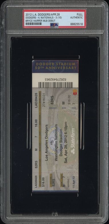 2012 Bryce Harper MLB Debut Full Ticket Stub RC Rookie PSA