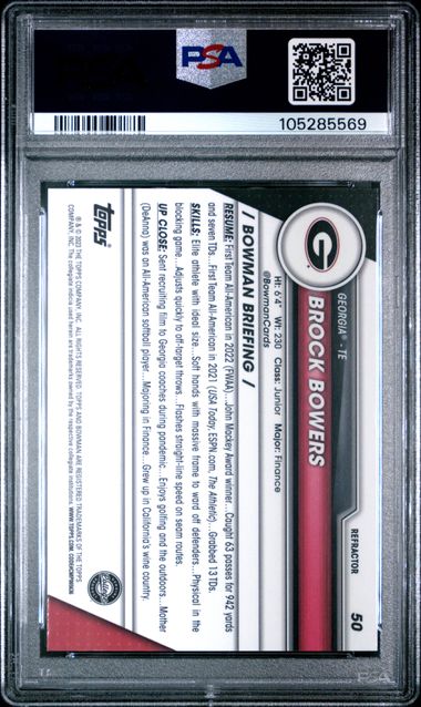 2023 BOWMAN UNIVERSITY CHROME #50 BROCK BOWERS REFRACTOR PSA 10