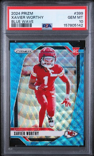 2024 PANINI PRIZM #399 XAVIER WORTHY BLUE WAVE ROOKIE PSA 10