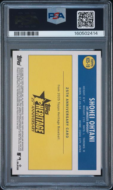 2025 TOPPS HERITAGE 25TH ANNIVERSARY SHOHEI OHTANI HOLO PSA 9