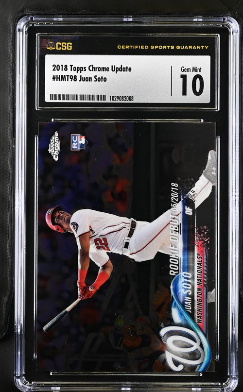 2018 Topps Chrome Update - Rookie Debut Juan Soto #HMT98 (RC) CSG 10