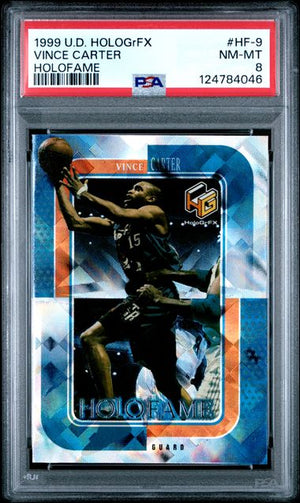 1999 UPPER DECK HOLOGrFX HOLOFAME #HF-9 VINCE CARTER PSA 8