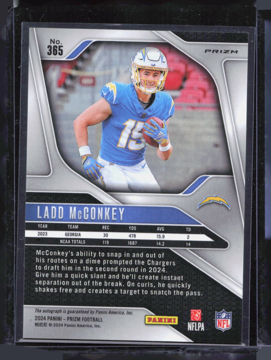 2024 Panini Prizm Ladd McConkey #365 RC Rookie Auto Silver