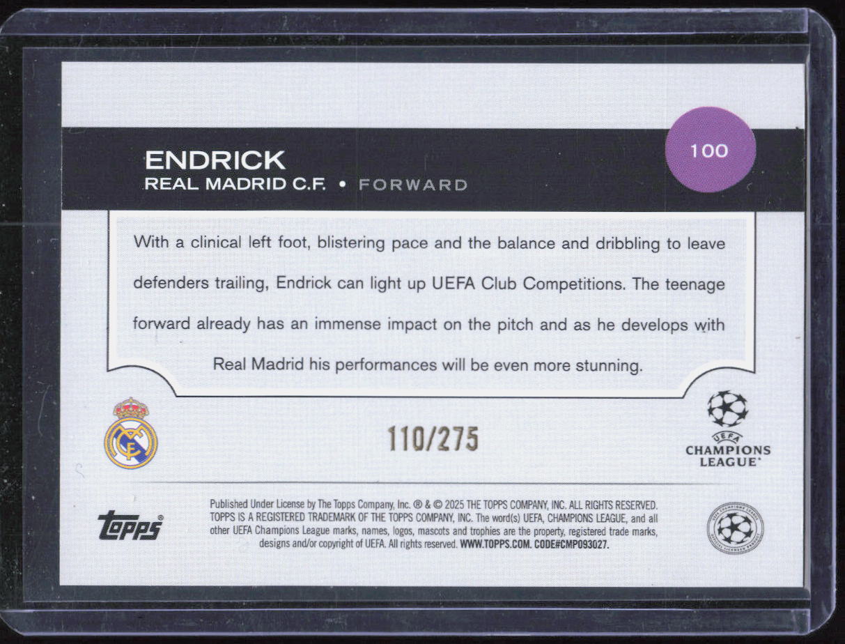 2024/25 TOPPS UEFA CLUB COMPETITIONS Endrick Navy Blue /275