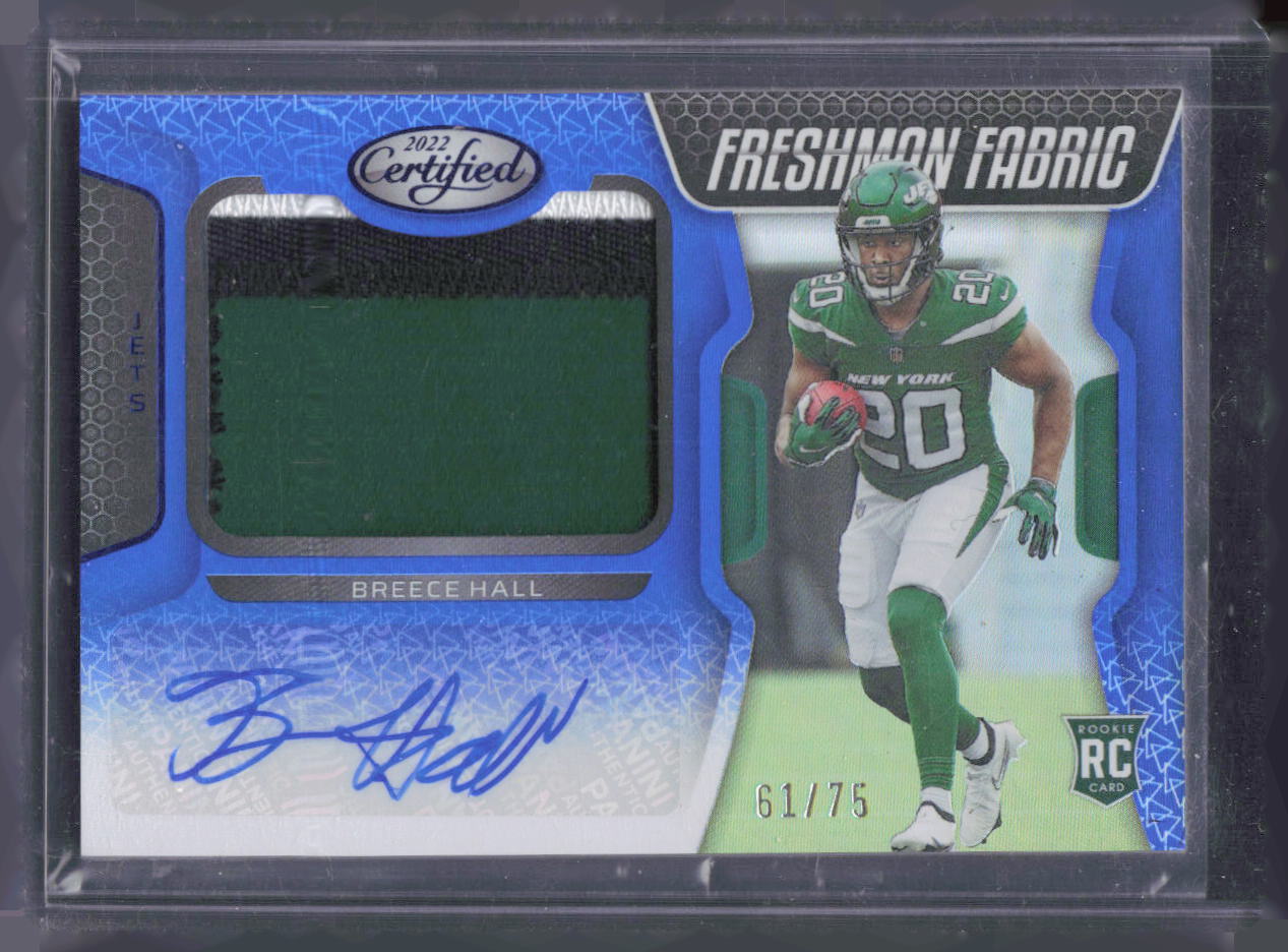 Breece Hall 2022 Panini Certified #207 #'d /75 Jets Rookie Patch Auto RPA