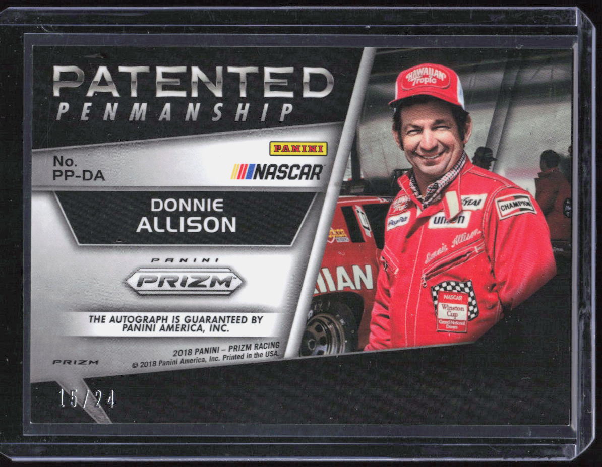 2018 Panini Prizm Donnie Allison Auto Panted Penmanship /24
