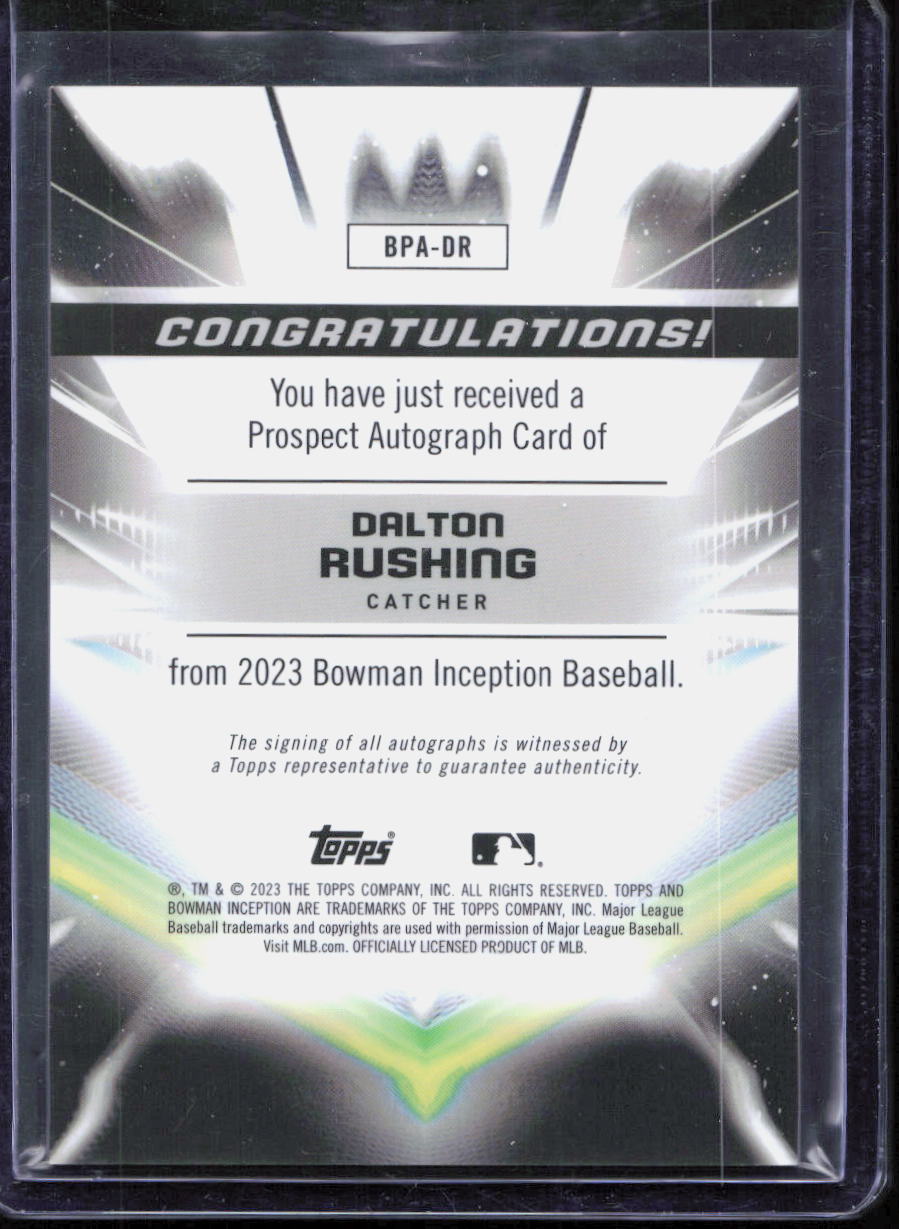 2023 Bowman Inception Autographs Blue Foil Dalton Rushing AUTO DODGERS 68/99