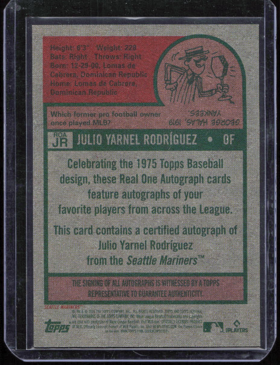 Julio Rodriguez 2024 Topps Heritage Baseball #ROA-JR Red Ink Auto /75