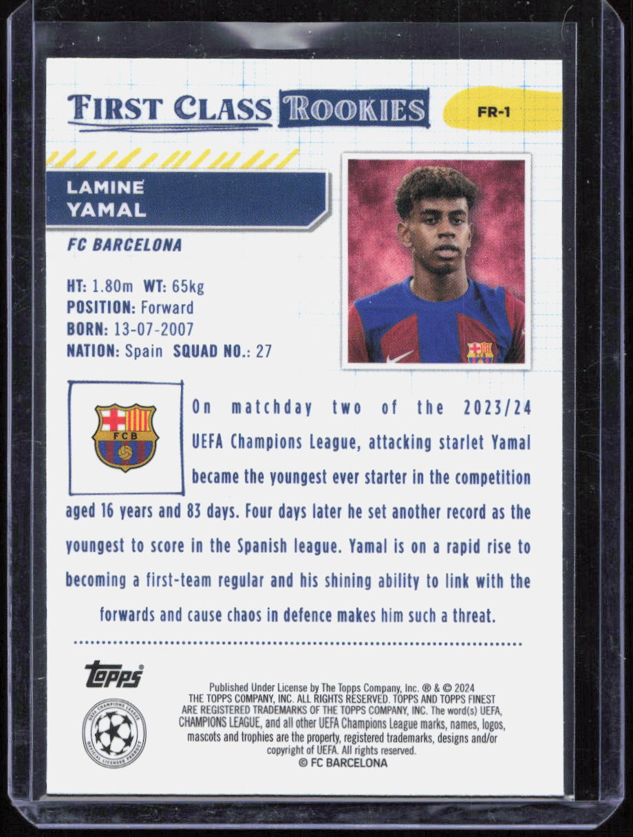 2023-24 Topps Finest UEFA - First Class Rookies Lamine Yamal #FR-1 (RC)