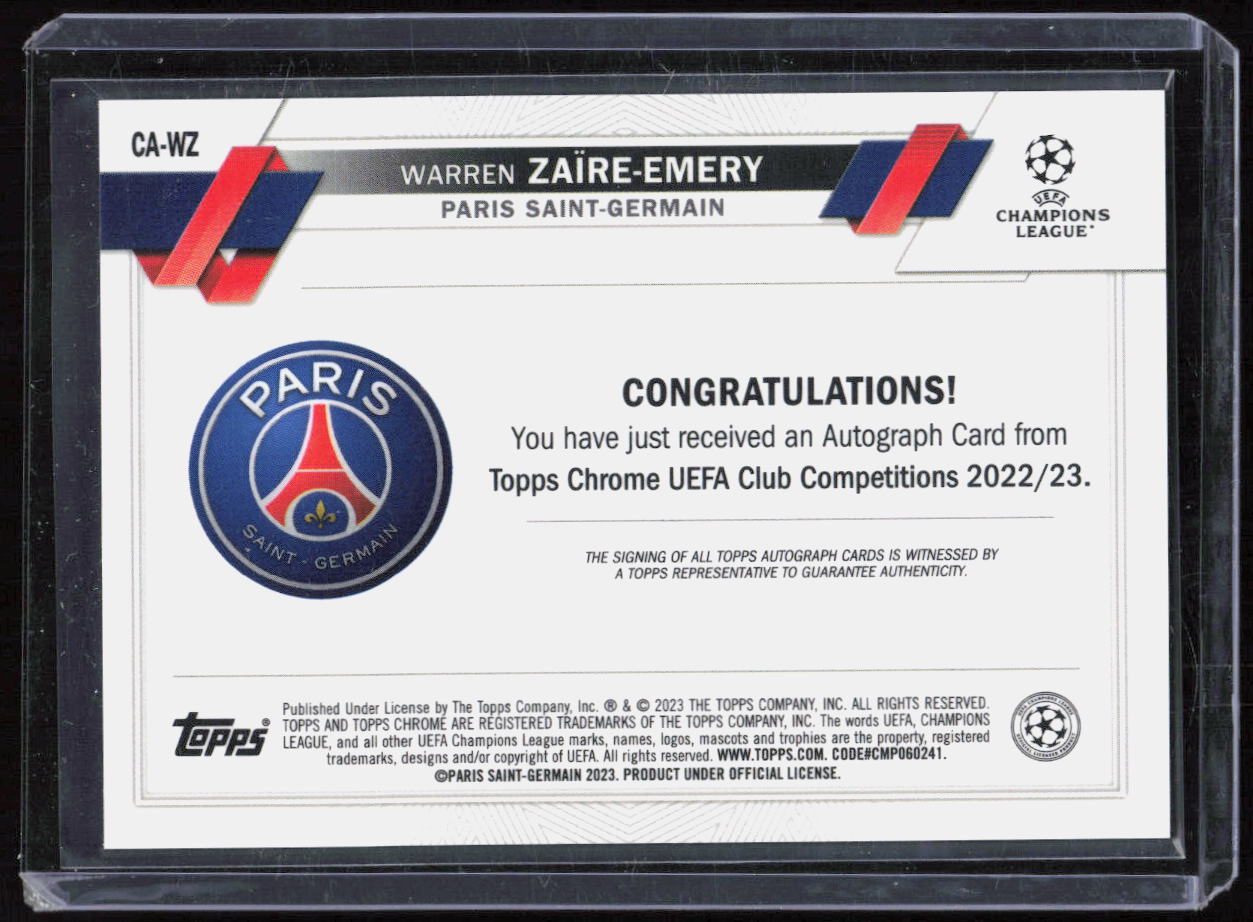 2022-23 Topps Chrome UEF Warren Zaire-Emery RC Auto