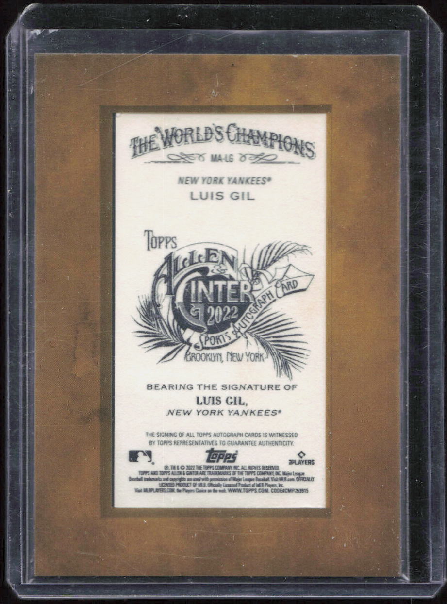 2022 Topps Allen & Ginter Luis Gil Rookie Framed Mini Autograph Auto