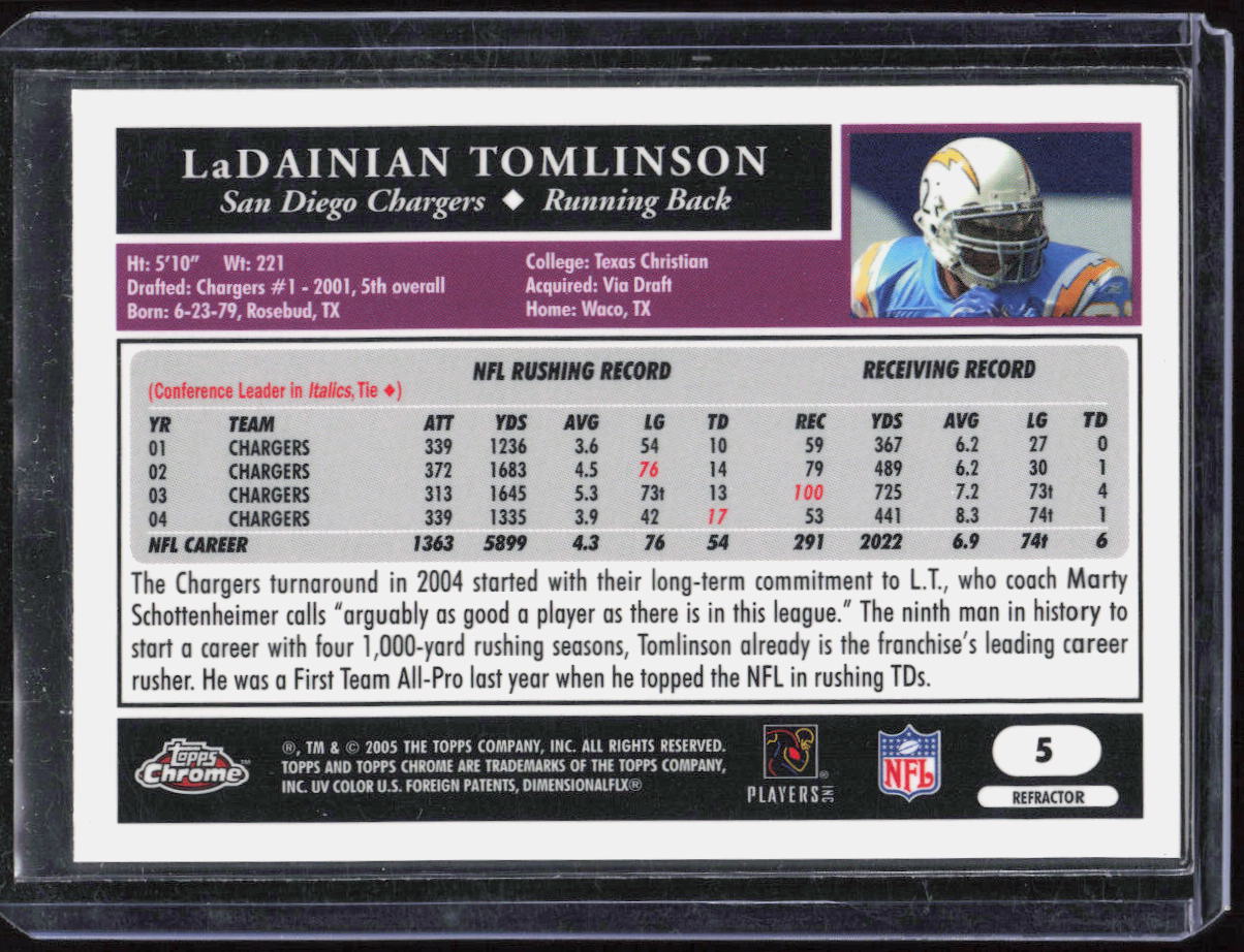 2005 Topps Chrome LaDainian Tomlinson SP Refractor 50th Anniversary #5