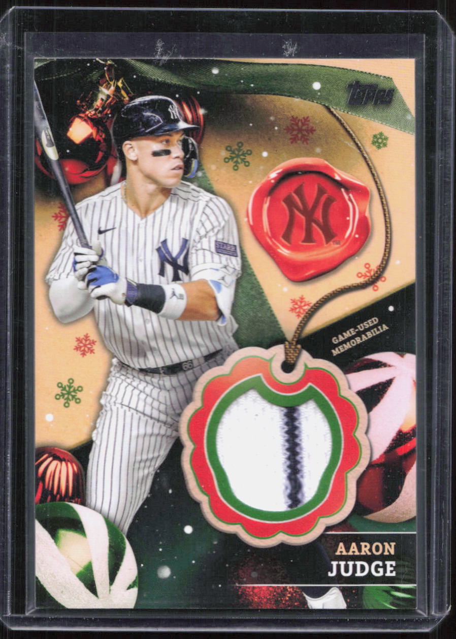 AARON JUDGE - 2024 Topps Holiday #RC-AJ Relic Patch Pinstripe Yankees GAME WORN