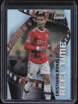 CRISTIANO RONALDO SILVER REFRACTOR HOLO 2021-22 Stadium Club Chrome Reel Time