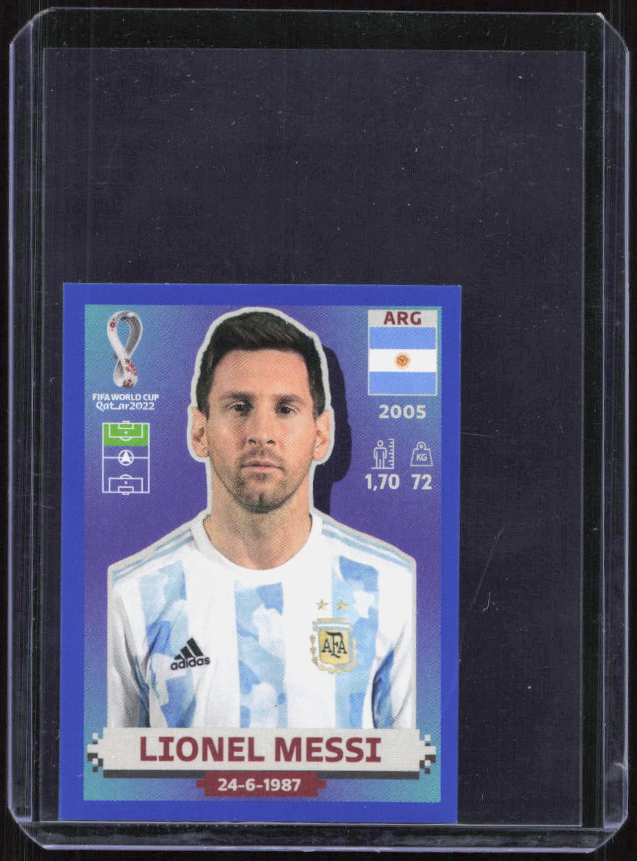 ARG20 Lionel Messi Panini FIFA World Cup Qatar 2022 BLUE PARALLEL Sticker