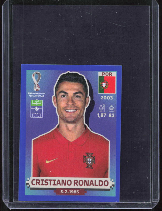 Panini 2022 FIFA World Cup Qatar Cristiano Ronaldo Sticker Blue Parallel, POR 18
