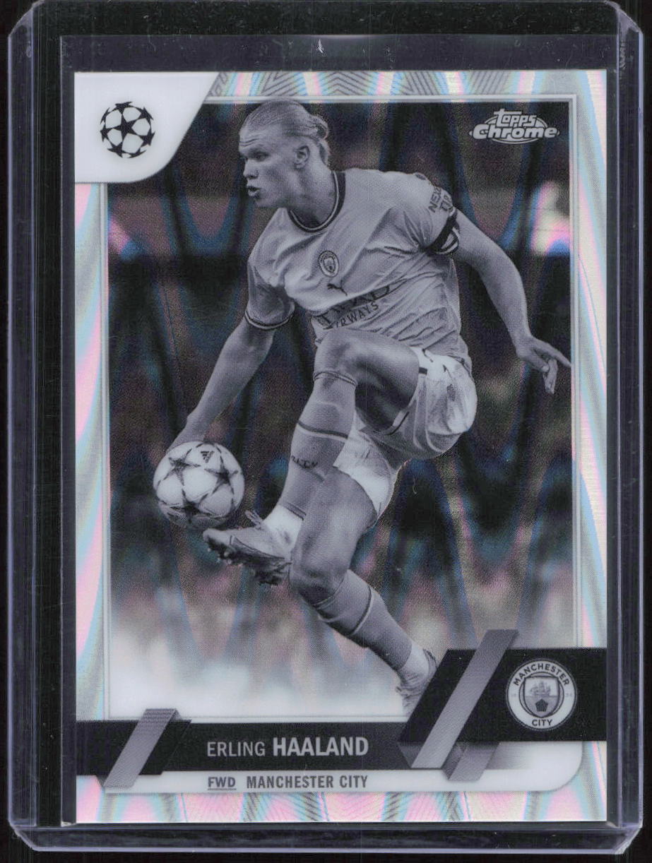 2022-23 Topps Chrome UCC - Erling Haaland Black & White RayWave Refractor
