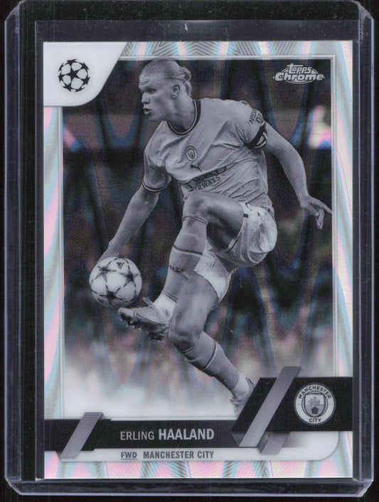 2022-23 Topps Chrome UCC - Erling Haaland Black & White RayWave Refractor
