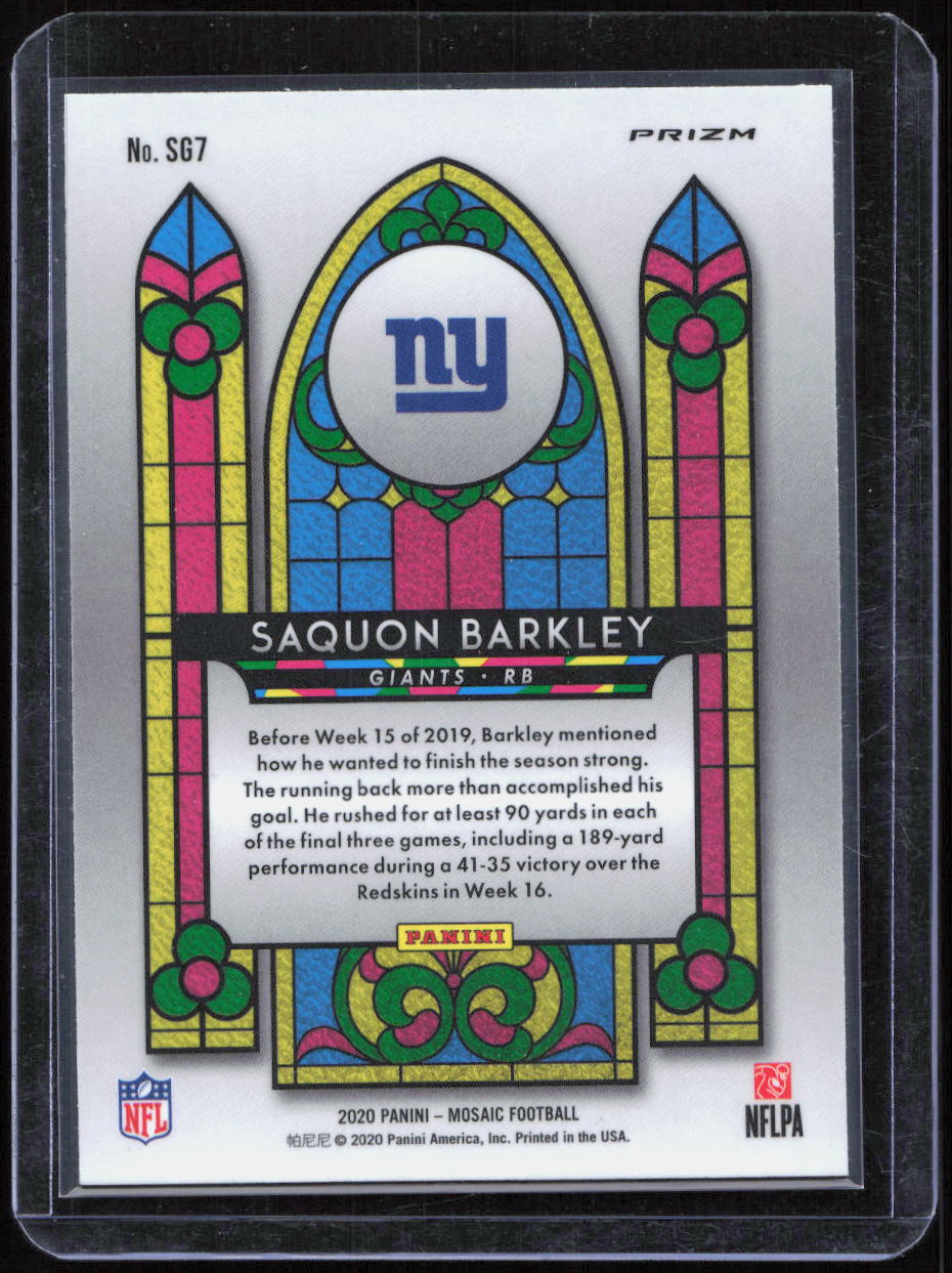 Panini 2020 Mosaic Football Saquon Barkley Stained Glass Prizm #SG7 Giants